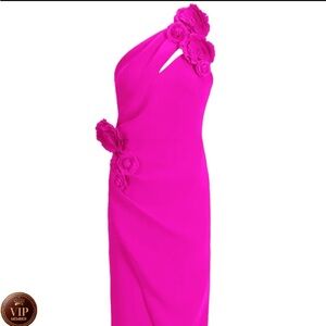 Fehaute Vibrant Pink One Shoulder Asymmetrical Cocktail Dress